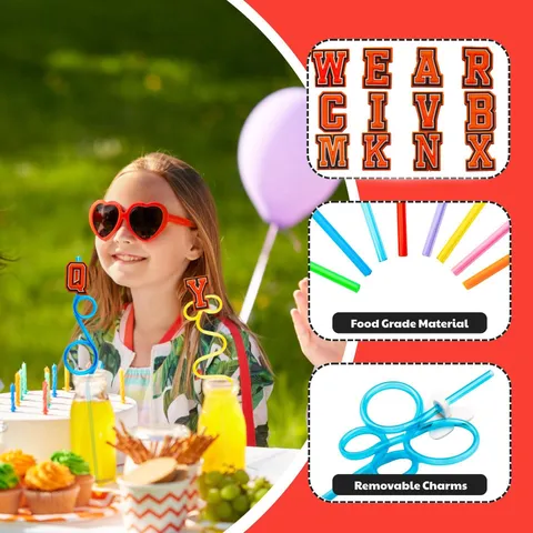 Kreative Buchstaben Papier Trinkhalme Party Einweg Trinkhalme Bunte Biegsame Trinkhalme Für Geburtstag Hochzeit Party Deko