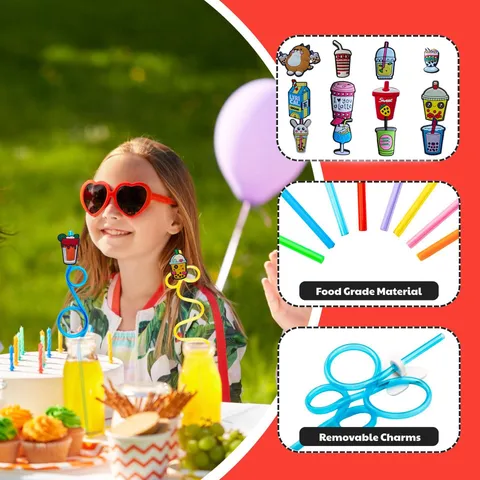 Kreativer Cartoon Papier Strohhalm Zubehör Set Süße Dekorative Getränke Strohhalme Für Geburtstag Party Event Zubehör