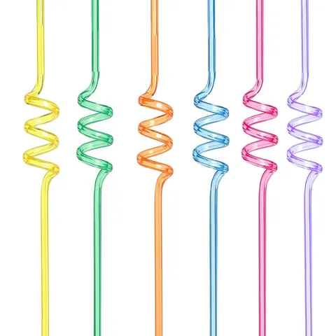 Creative Spiral Drinking Straws Reusable Colorful Transparent PET Straws For Party Bar Daily Drinkware Accessories