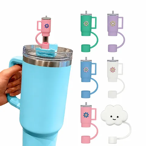 Silicone Straw Covers Cute Daisy Dustproof Straw Tips Reusable Drinking Straw Cap Reusable Cup Accessories