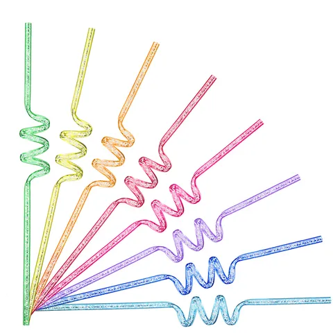 Reusable Plastic Glitter Drinking Straws Spiral Colorful PETG Hard Straws For Party Bar Drinkware Accessories