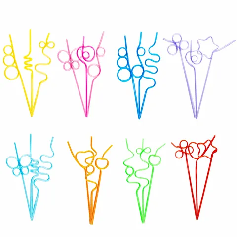 Disposable Paper Straws Cartoon Lightning Decorative Straws For Birthday Party Drinkware Accessories