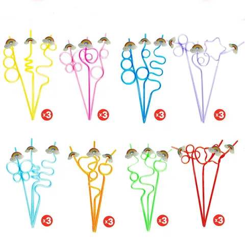 Colorful Cartoon Rainbow Cloud Paper Drinking Straws Disposable Party Straws Creative Decorative Drinkware Supplies