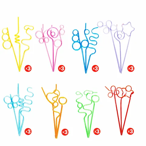 Creative Party Drinking Straws With Removable Letter Charms Plastic Bendable Straws For Birthday Wedding Drink Decor