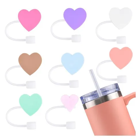 Coperture per Cannucce in Silicone simpatici Animali dei Cartoni Animati Fiore Forma di Cuore Tappi Antipolvere Accessori per Cannucce