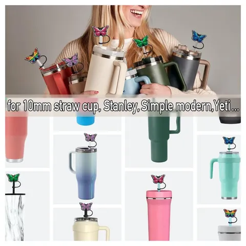 Silicone Butterfly Straw Cover Cap For Large Straws Cute Cartoon Straw Topper Reusable Dust-Proof Cup Accessories
