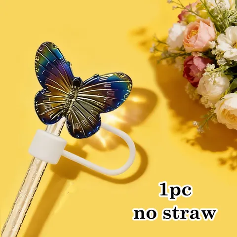 Copertura per Cannuccia a Farfalla Elettrolitica Colorata Simpatico Tappo Antipolvere Accessori per Tazza Stanley Topper per Cannuccia in Silicone