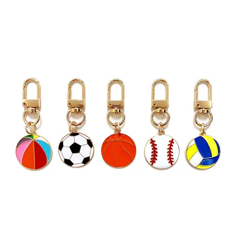 Zinc Alloy Sports Ball Keychains Basketball Football Volleyball Baseball Bag Pendants Car Key Ring Jewelry