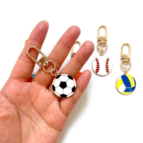 Zinc Alloy Sports Ball Keychains Basketball Football Volleyball Baseball Bag Pendants Car Key Ring Jewelry