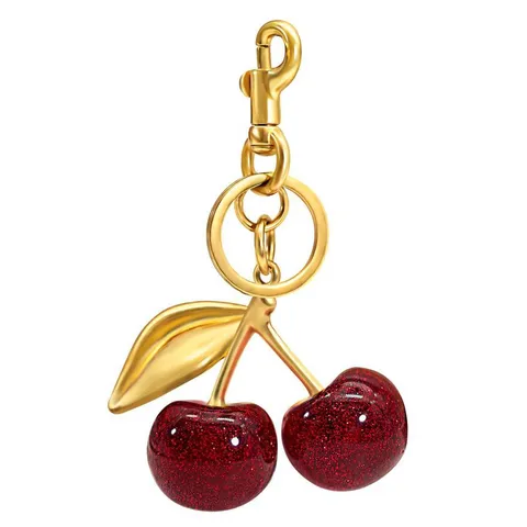 Süße Kirsche Fruchtform Schlüsselanhänger Metall Glitzer Harz Taschenanhänger Mode Schlüsselanhänger Geschenk Für Damen