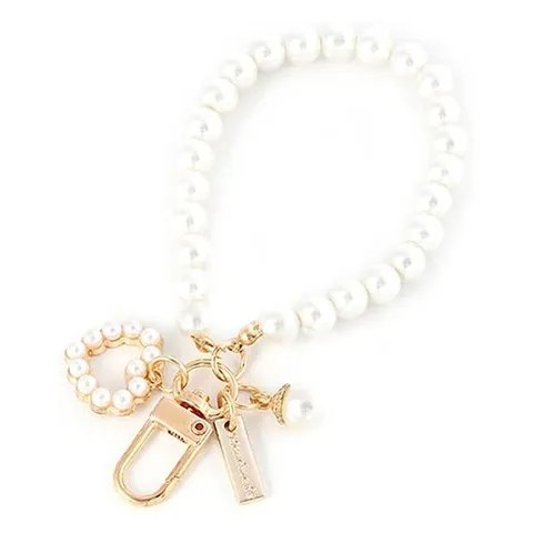Portachiavi con Perla Artificiale da Donna Ciondolo a Cuore in Metallo Dorato Ciondolo per Borsa Catena Chiavi Auto Regalo Accessori