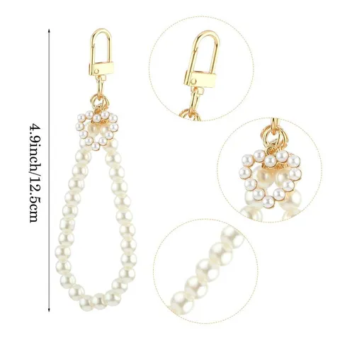 Carino Portachiavi di Perle Ciondolo a Forma di Cuore Ciondolo per Borsa Lega d'Oro Accessori Portachiavi per Donne Anello Chiave Auto