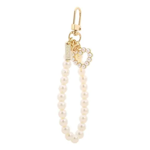 Portachiavi con Perla Artificiale da Donna Ciondolo a Cuore in Metallo Dorato Ciondolo per Borsa Catena Chiavi Auto Regalo Accessori