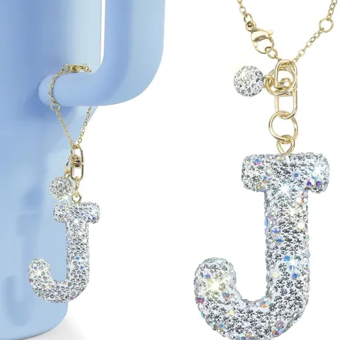 Strass Buchstabe Tasse Anhänger Schlüsselanhänger Weichkeramik Alphabet Wasserflasche Charme Tasche Hängende Ornament Schmuck