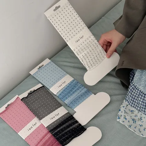 Women Polka Dot Stirrup Leg Warmers Sheer Mesh Breathable Polyester Spandex Sweet Fashion Summer Socks