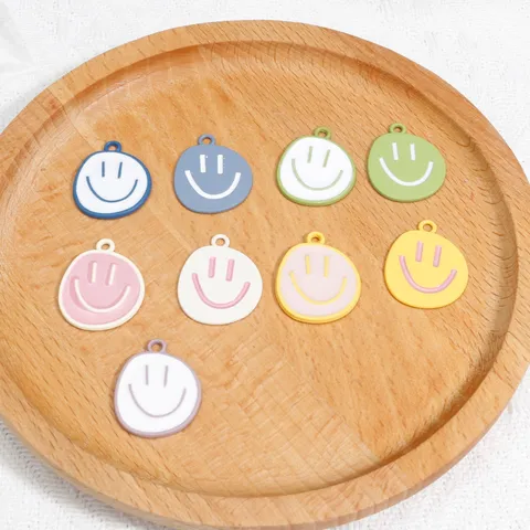 DIY Legierung Emaille Smiley Gesicht Anhänger Süße Bunte Charms Für Halskette Armband Schlüsselanhänger Schmuck Herstellung Zubehör