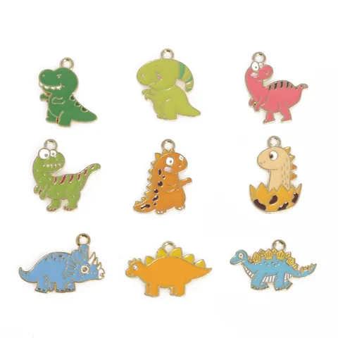 Cartoon Dinosaurus Zinklegering Geëmailleerde Bedels Schattige Dieren Hangers Voor DIY Sieraden Maken Sleutelhangers