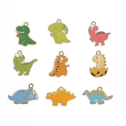 Cartoon Dinosaurus Zinklegering Geëmailleerde Bedels Schattige Dieren Hangers Voor DIY Sieraden Maken Sleutelhangers
