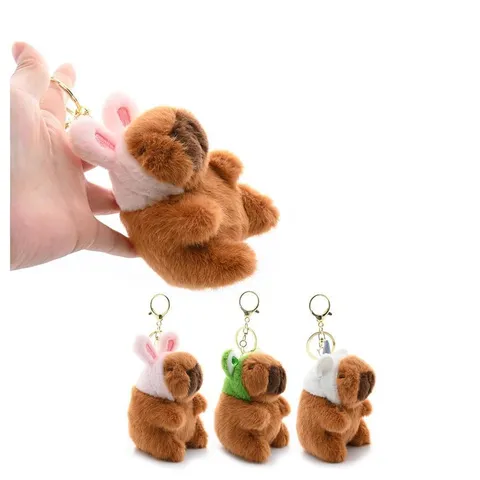 Cute Capybara Plush Keychain Cartoon Animal Bag Pendant Stuffed Toy Car Key Ring Cute Women Girls Accessories