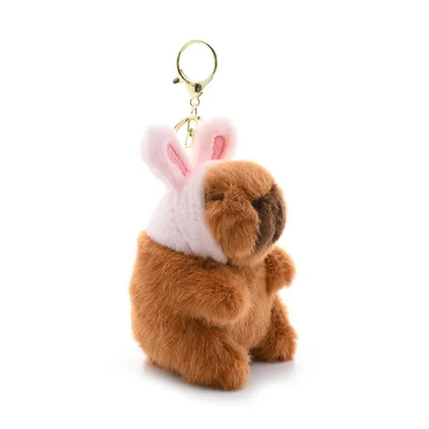 Cute Capybara Plush Keychain Cartoon Animal Bag Pendant Stuffed Toy Car Key Ring Cute Women Girls Accessories