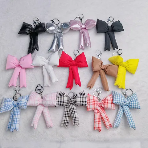 Süße Koreanische Stil Schleife Schlüsselanhänger Taschenanhänger PU Stoff Schleife Schlüsselring Mode Accessoires Handtasche Charm Geschenk