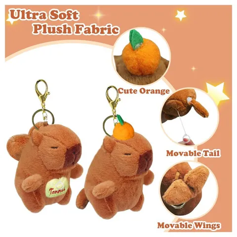 Cute Capybara Plush Keychain Cartoon Animal Bag Charm Soft Stuffed Toy Pendant Keyring Accessories For Women Girls Gift