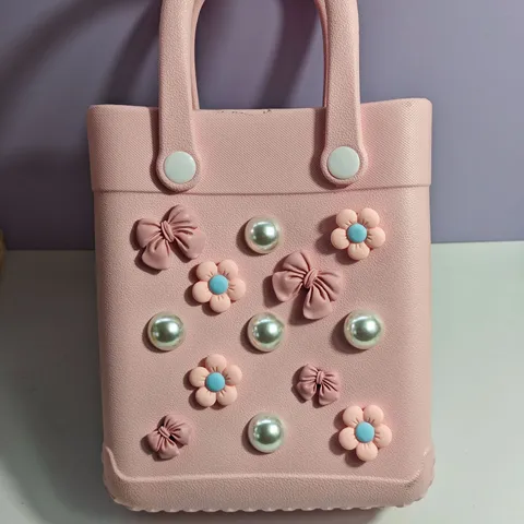Crossbody EVA Beach Bag Hole Bag Vacation Handbag Flower Pearl Decorative Accessories Set