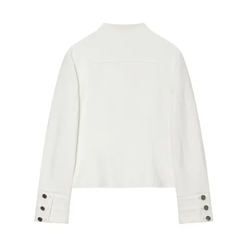 Damen Mode Stehkragen Zweireihig Anzugjacke Kurz Langarm Lässig Chic Oberbekleidung Regular Fit