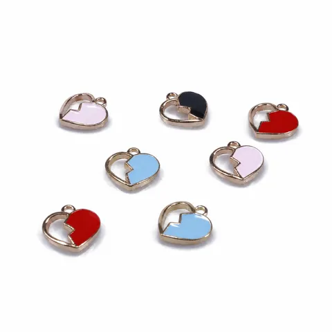 Legering Hart Bedels Druppelolie Gebroken Hart Hangers Voor DIY Sieraden Maken Oorringen Halsketting Armband Ambachtelijke Accessoires