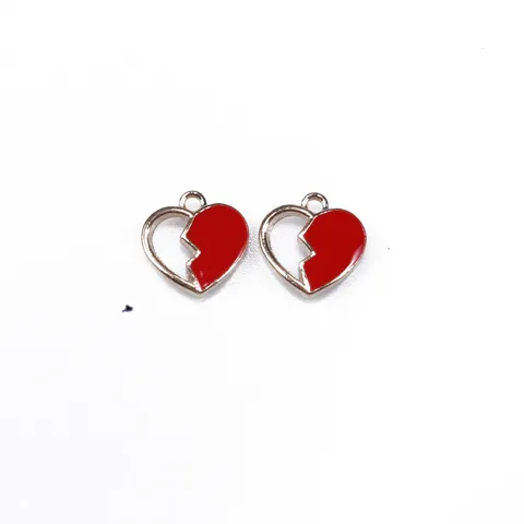 Ciondoli a Cuore in Lega Ciondoli Cuore Spezzato Olio Gocciolato Per Creazione di Gioielli Fai da Te Orecchini Collana Braccialetto Accessori