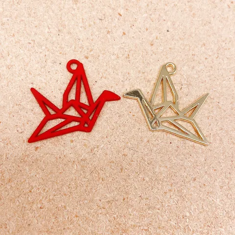 Alloy Origami Crane Pendant Enamel Cute Animal Charm For DIY Jewelry Making Necklace Earrings Accessories Craft