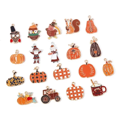 Dankzegging Pompoen Kalkoen Uil Eekhoorn Legering Emaille Hanger DIY Ketting Sleutelhanger Sieraden Maken Accessoires