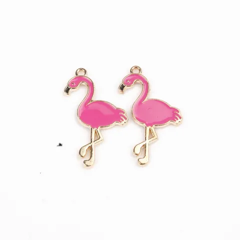 DIY Alloy Flamingo Enamel Pendant Charm Cute Animal Jewelry Making Accessories For Earrings Necklace Bracelet Craft