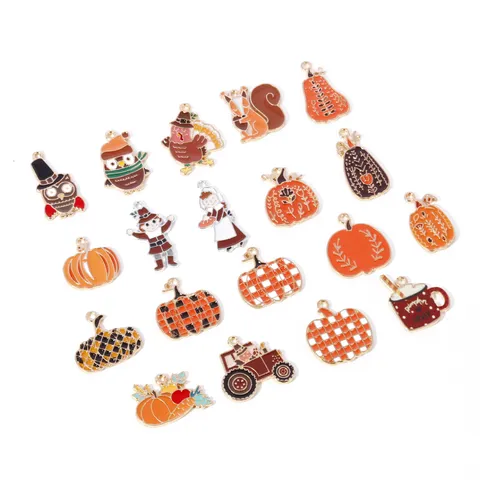 Dankzegging Pompoen Kalkoen Uil Eekhoorn Legering Emaille Hanger DIY Ketting Sleutelhanger Sieraden Maken Accessoires