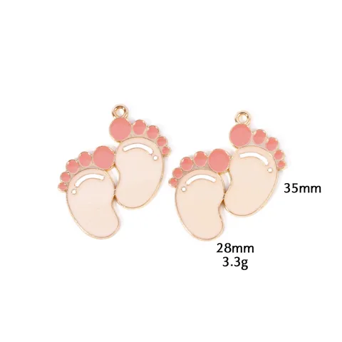 Pendentifs Cœur Biberon Vêtements Empreinte Bébé en Alliage de Zinc Émaillé Breloques Collier Bijoux DIY Accessoires