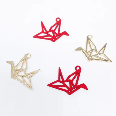 Alloy Origami Crane Pendant Enamel Cute Animal Charm For DIY Jewelry Making Necklace Earrings Accessories Craft