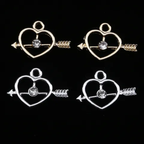Minimalist Alloy Heart Arrow Pendant Rhinestone DIY Jewelry Accessories Gold And Silver Tone Keychain Gift