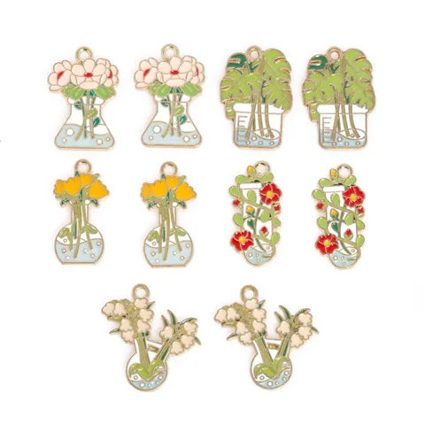 Creative Plant Potted Test Tube Alloy Drip Oil Pendant DIY Bracelet Necklace Accessories Fashion Jewelry Craft Gift