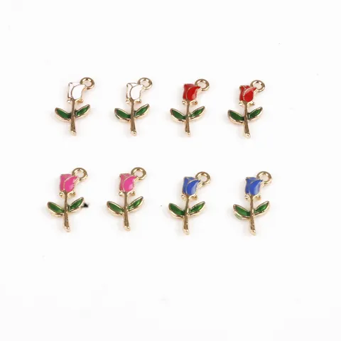 DIY Legering Emaille Rozenbloem Bedels Hanger Kleurrijke Druppel Olie Bloemen Bevindingen Voor Sieraden Maken Ambachtelijke Accessoires