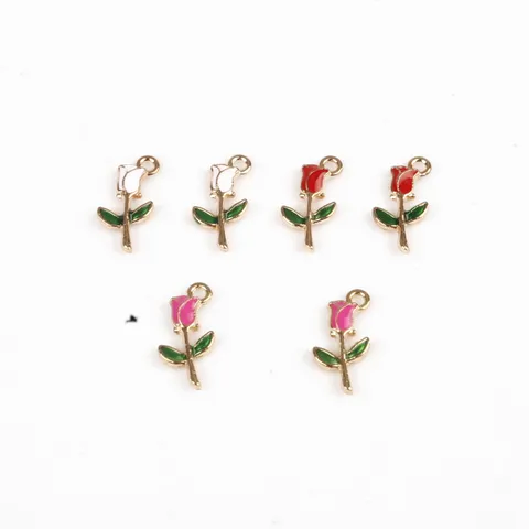 DIY Legering Emaille Rozenbloem Bedels Hanger Kleurrijke Druppel Olie Bloemen Bevindingen Voor Sieraden Maken Ambachtelijke Accessoires