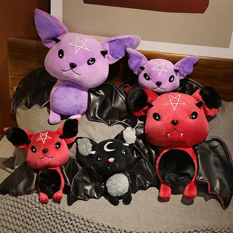 Donker Gotisch Vleermuis Pluche Speelgoed Gevuld Dier Schattig Cartoon Demon Pop Zacht Kussen Verjaardag Halloween Cadeau voor Kinderen