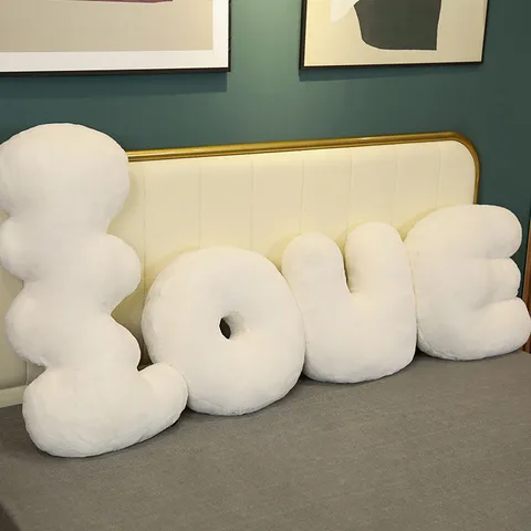 Style Nordique Onde Lettre Fleur Coussin Peluche Salon Chambre Sofa Coussin Décoratif Doux