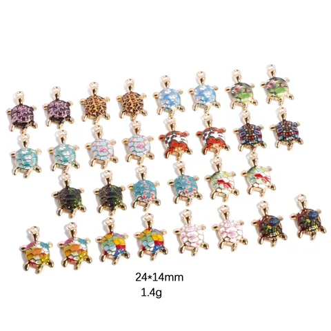 Leuke Schildpad Legering Emaille Hanger Bedels Kleurrijke Gedrukte Dierlijke DIY Sieraden Accessoires Voor Ketting Sleutelhanger Cadeau