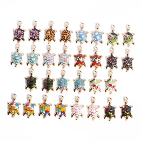 Leuke Schildpad Legering Emaille Hanger Bedels Kleurrijke Gedrukte Dierlijke DIY Sieraden Accessoires Voor Ketting Sleutelhanger Cadeau