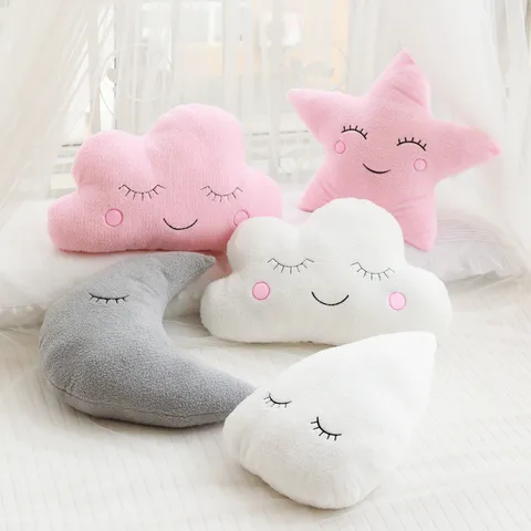 Coussin en Peluche Nuage Lune Étoile Goutte de Pluie Style Ins Jouet en Peluche Mignon Canapé Chambre d'Enfant Décoration
