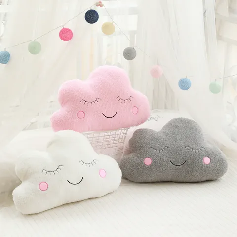 Coussin en Peluche Nuage Lune Étoile Goutte de Pluie Style Ins Jouet en Peluche Mignon Canapé Chambre d'Enfant Décoration