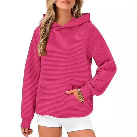 Sweat à Capuche Décontracté à Manches Longues pour Femmes Coupe Ample Haut Rayé