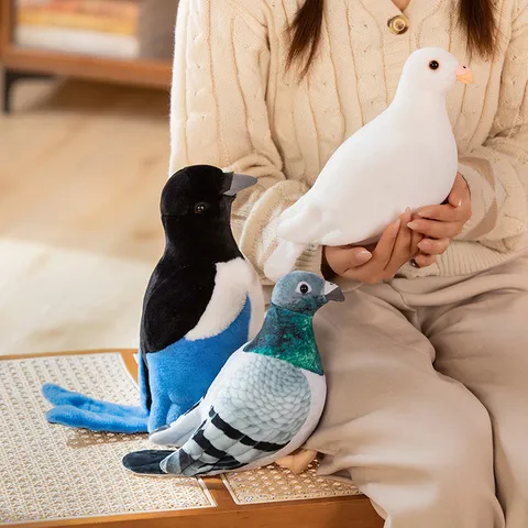 Jouet en Peluche de Pigeon de Simulation Mignonne Poupée d'Animal en Peluche d'Oiseau Cadeau d'Enfants Décoration de Maison
