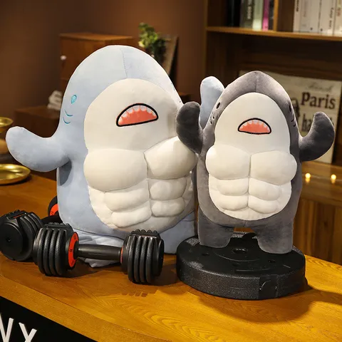 Creative Muscle Shark Plush Toy Funny Stuffed Animal Doll Soft Sleeping Pillow Cute Boyfriend Gift For Kids Adults
