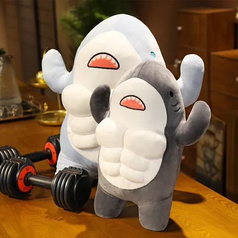 Creative Muscle Shark Plush Toy Funny Stuffed Animal Doll Soft Sleeping Pillow Cute Boyfriend Gift For Kids Adults